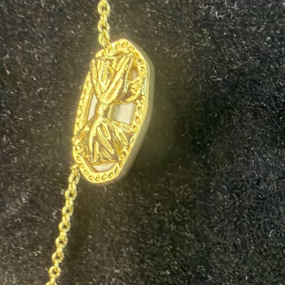 Kendra Scott Elisa Bow Gold Necklace LoveShackFancy Luna Rosa Pink Illusion NEW - Picture 2 of 11